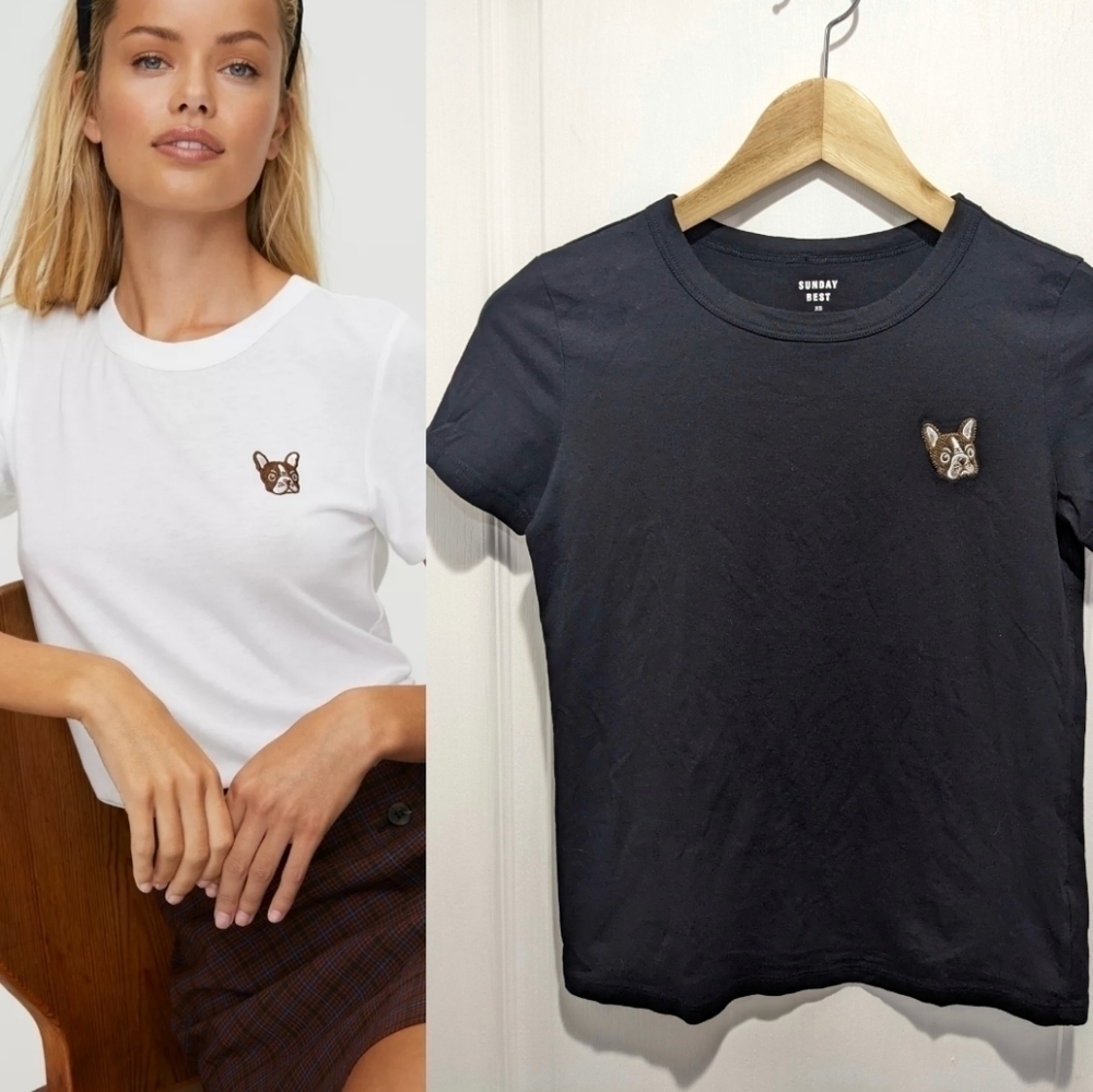 Aritzia Sunday Best | Candy Tee with Embroidered Bulldog